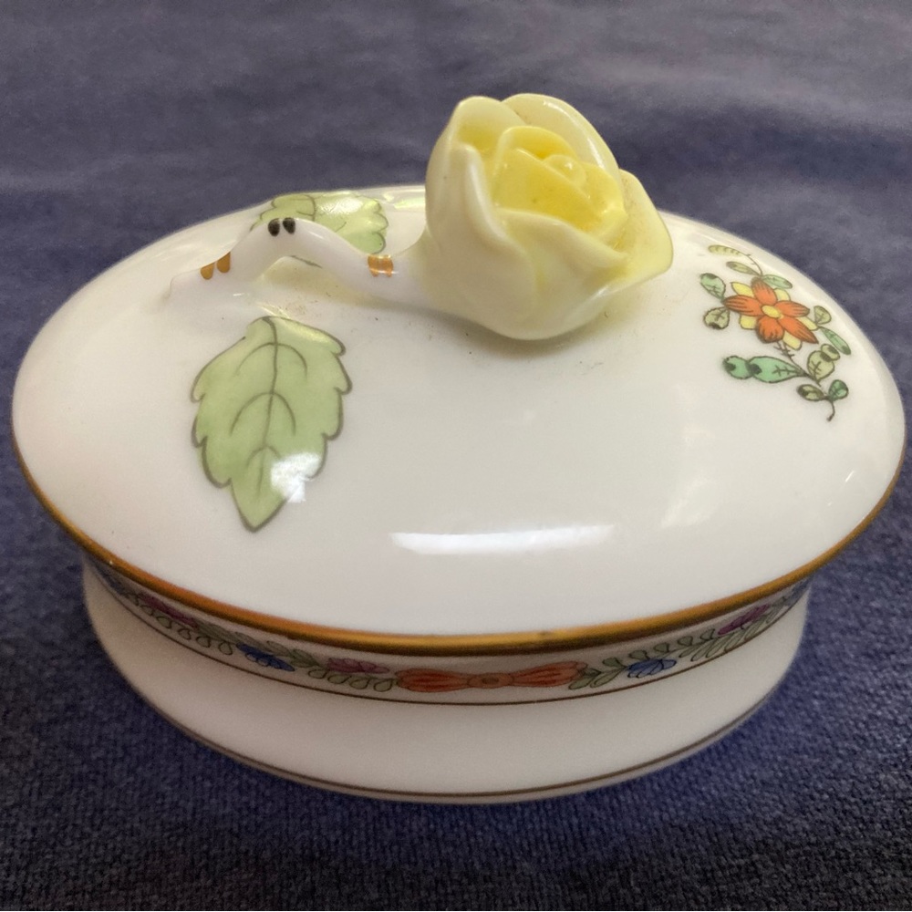 Herend Porcelain Oval Bon Bon with lid.